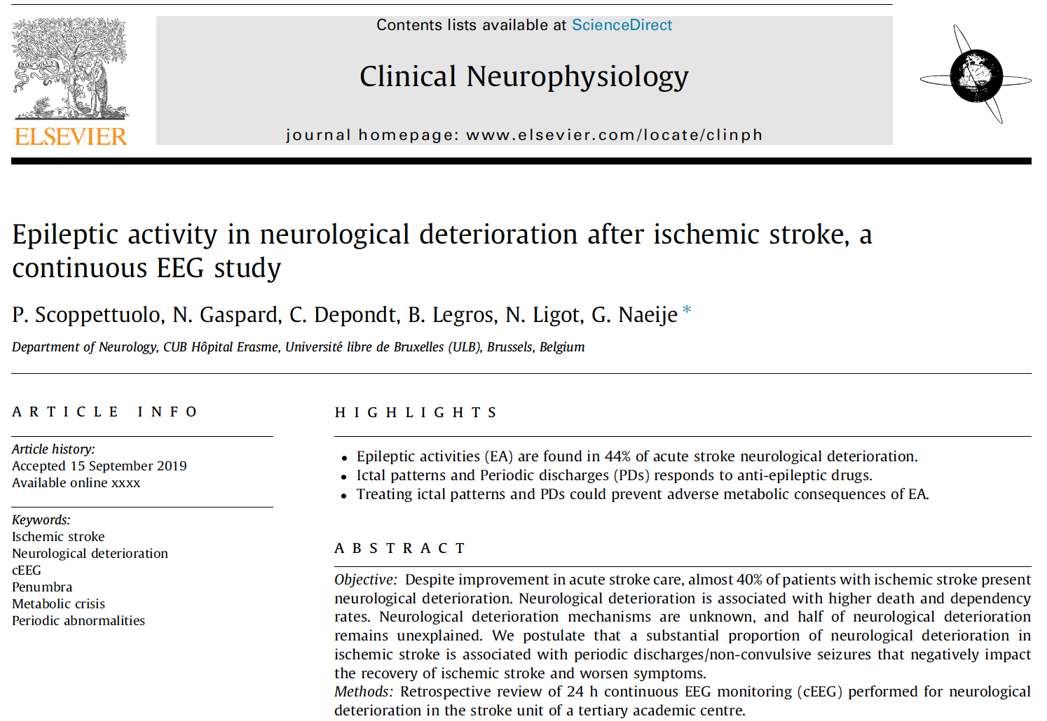 Epileptic Activity In Neurological Deterioration After Ischemic Stroke ...