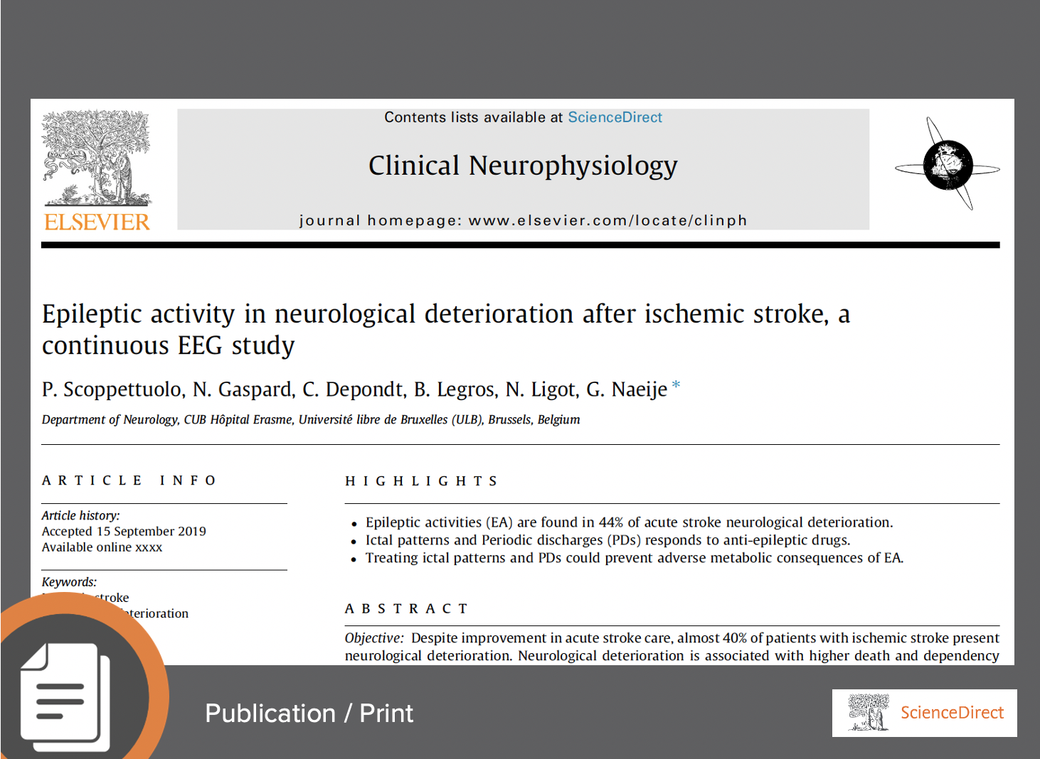 Epileptic activity in neurological deterioration after ischemic stroke, a continuous EEG study