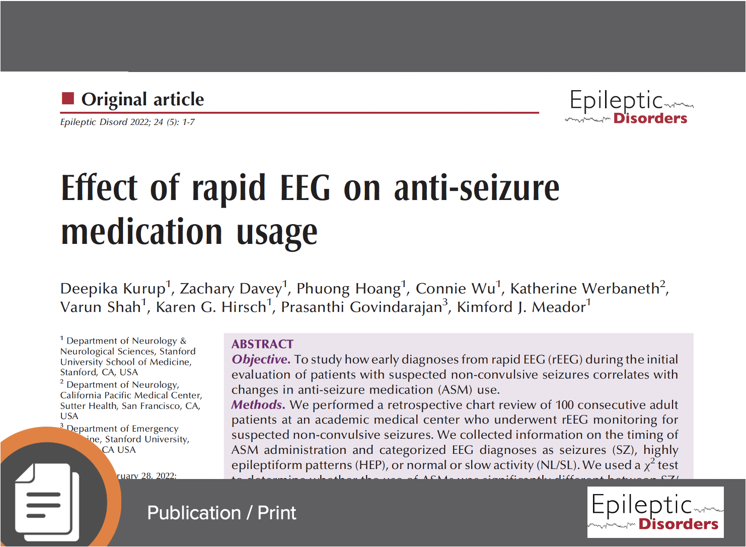 Effect of rapid EEG on anti-seizure medication usage