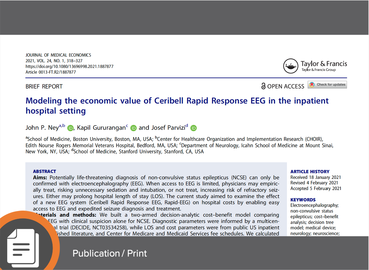 Ceribell Health Economics Manuscript: Use of Ceribell EEG results in average savings of >$5k per patient