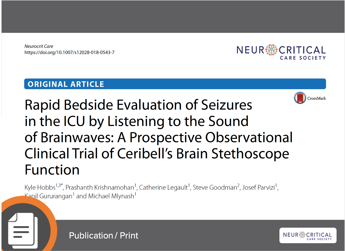 Brain Stethoscope Study Manuscript: Rapid Evaluation Of Seizures In the ICU