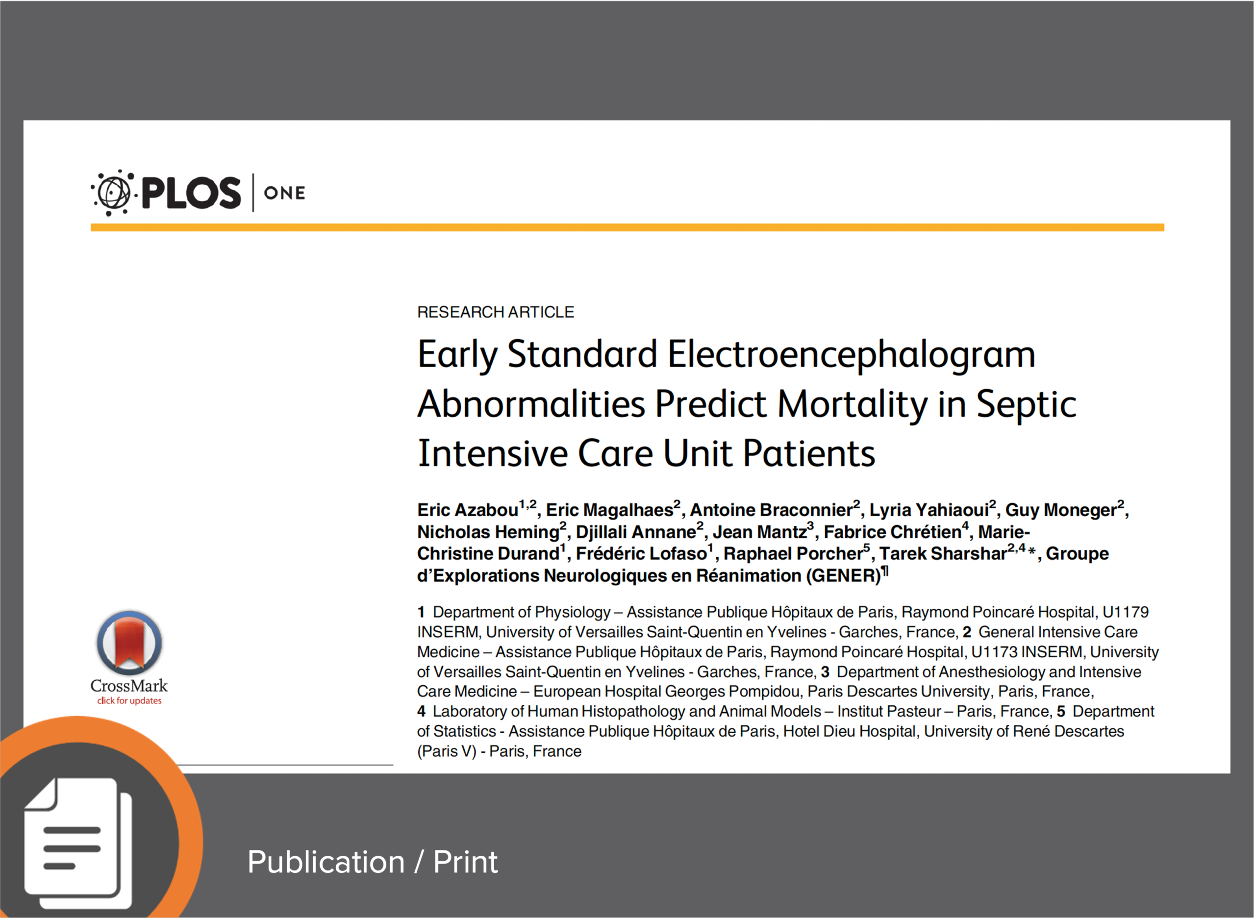 Early Standard Electroencephalogram Abnormalities Predict Mortality in Septic Intensive Care Unit Patients