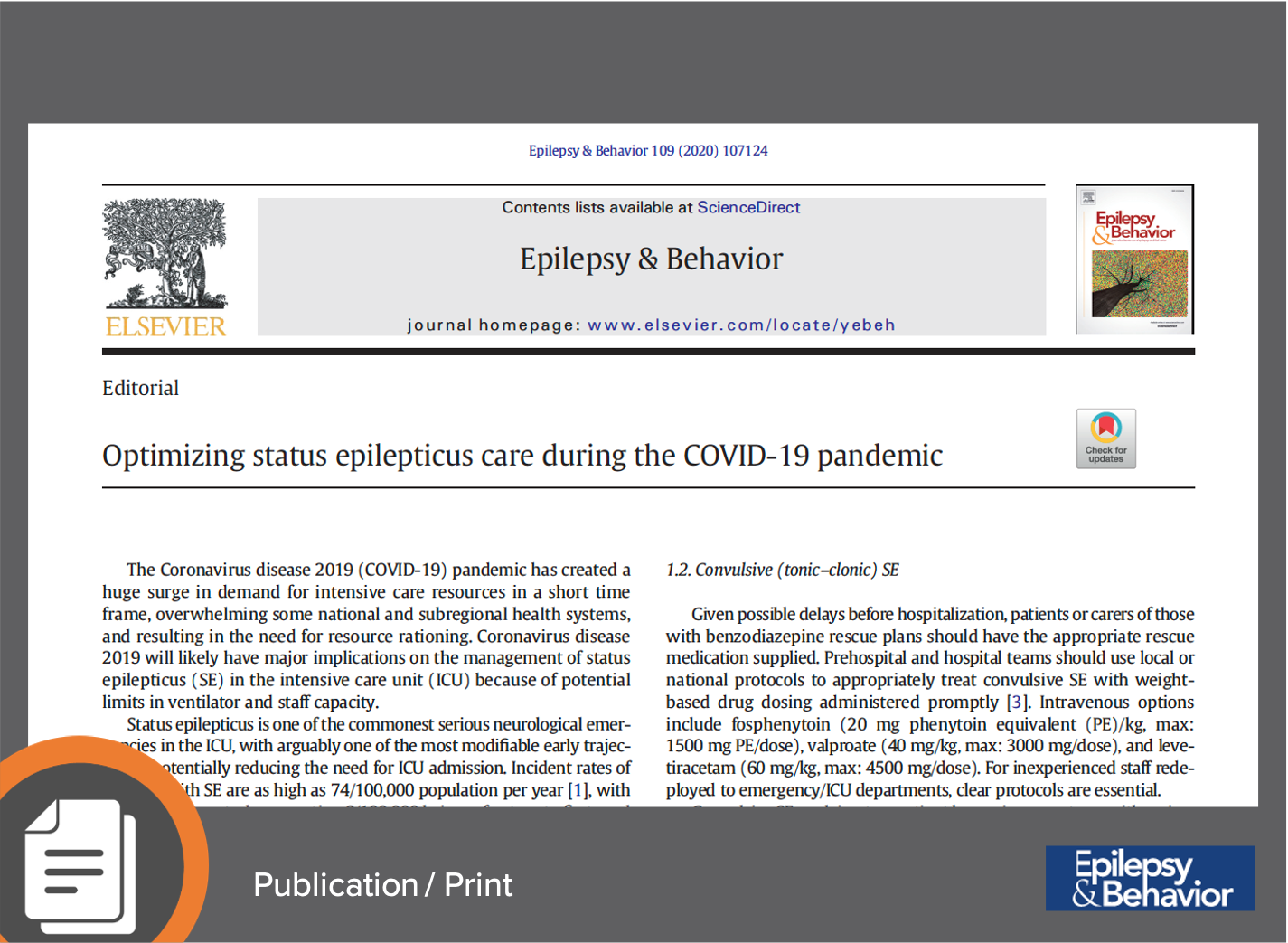 Editorial: Optimizing status epilepticus care during the COVID-19 pandemic