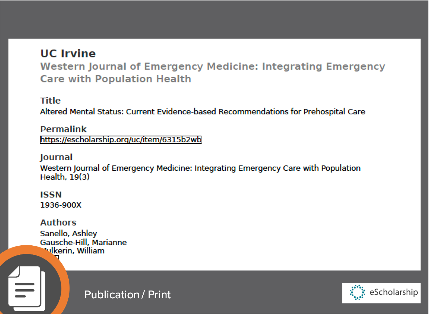 Altered Mental Status: Current Evidence-based Recommendations for Prehospital Care