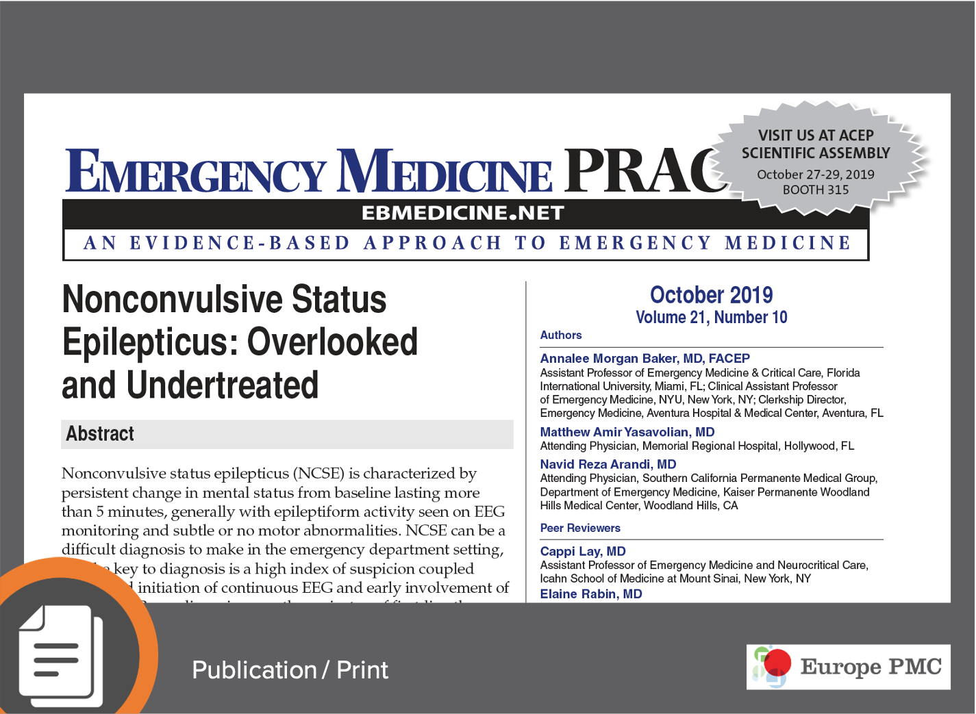 Nonconvulsive Status Epilepticus: Overlooked and Undertreated