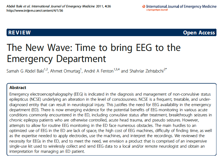 The New Wave: Time to Bring EEG to The Emergency Department